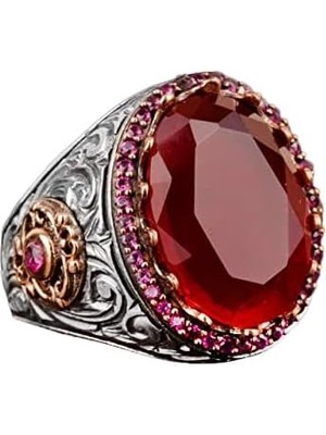 925 Ayar Gümüş Erkek Yüzük, Oluşturulmuş Paraiba Turmalin Taşı ile