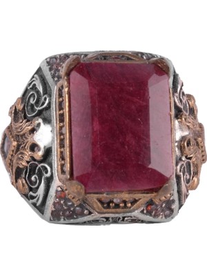 Doğal Yakut Taşlı Yüzük - 925 Ayar Gümüş Yüzük Erkekler Için