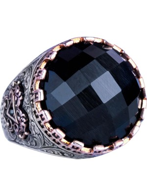 925 Ayar Gümüş Yüzük - Kral Yüzüğü - Doğal Olmayan Taş Yüzük - El Yapımı Yüzük Erkekler Için (Oluşturulmuş Oniks)