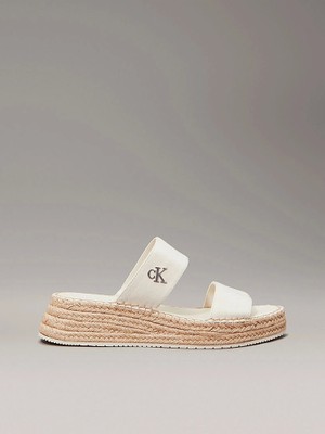 Calvin Klein Kadın Tuval Platform Espadril Sandalet Beyaz Renk ile Şık ve Rahat Tasarım