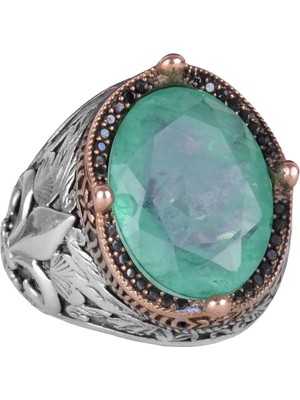 925 Ayar Gümüş Yüzükler Premium Üretilmiş Taşlarla (Açık Yeşil Paraiba Üretilmiş Taş)