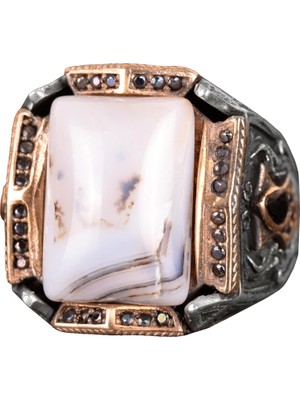 Doğal Yemen Akik Taşı Yüzüğü - 925 Ayar Gümüş Yüzük