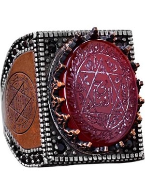 Doğal Akik Taşlı El Yapımı Yüzük, Ayar Gümüş Erkek Yüzüğü - Güç ve Koruma Sembolü (Kırmızı Akik)