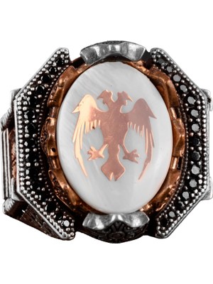 925 Ayar Gümüş Erkek Ikiz Başlı Kartal Yüzük - Cesur ve Görkemli Tasarım, Günlük Kullanım ve Özel Etkinlikler Için Ideal