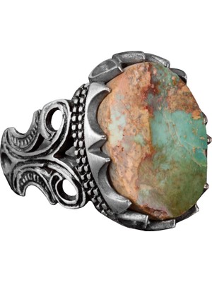 Doğal Arizona Turkuaz Taş Yüzük, El Yapımı Takı, 925 Ayar Gümüş Yüzük