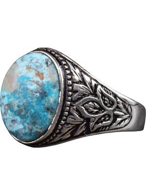 Doğal Arizona Turkuaz Taşı Yüzük, Mini Yüzük, 925 Ayar Gümüş Yüzük Erkekler Için (Stil-3)