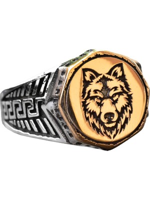 Kurt Başı Yüzüğü, Gümüş Kurt Yüzüğü, 925 Ayar Gümüş Erkek Yüzüğü