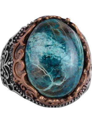 Doğal Taş El Yapımı Yüzük - 925 Ayar Gümüş El Yapımı Yüzük - Şık Yüzük (Krisokolla)