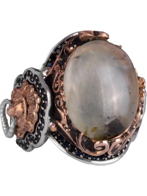 Aslan Yüzük Erkekler Için, Doğal Prehnit Yeşil Taş Yüzük - Şifa Veren 925 Ayar Sıkı Gümüş Erkek Yüzük - Huzur ve Içgörü Tasarımı