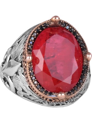 925 Ayar Gümüş Yüzükler Premium Üretilmiş Taşlarla (Kırmızı Paraiba Üretilmiş Taş)