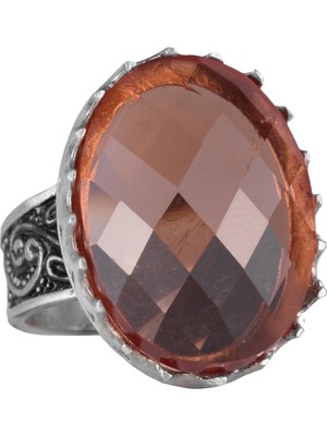 925 Ayar Gümüş Yüzük - Büyük Yüzük - Taşlı Gümüş Yüzük - El Yapımı Yüzük (Yapay Sultanit)