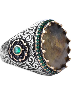 Erkekler Için 925 Ayar Gümüş Yüzük - Doğal 7 Karat Safir Taşı