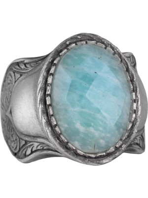 Doğal Taş Yüzük, 925 Ayar Gümüş Yüzük, (Amazonit)