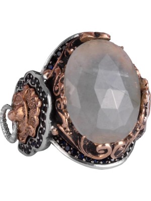 Aslan Başlı Gümüş Yüzük, El Yapımı Doğal Akuamarin Taşlı Yüzük - Huzurlu 925 Ayar Sert Gümüş Erkek Yüzüğü - Sakinlik Tasarımı