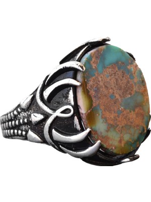 Doğal Arizona Turkuaz Taş Yüzük, 925 Ayar Gümüş Yüzük Erkekler Için