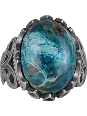 925 Ayar Sert Gümüş Erkek Yüzük - Doğal Taş Seçeneği (Krisokolla)