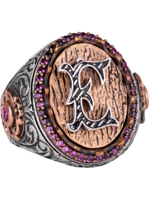 925 Ayar Katı Gümüş Yüzük - Monogram Kişiselleştirilmiş Harf Yüzüğü - Özel El Yapımı Gümüş Erkek Yüzüğü