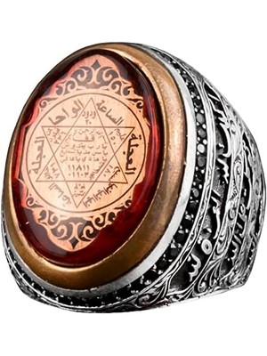 David Yıldızı Yüzüğü, Okült, 925 Ayar Gümüş Erkek Yüzüğü, Süleyman Yüzüğü