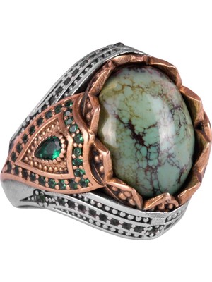 Doğal Arizona Turkuaz Taş Yüzük, Sultan Yüzük, Sterlin Gümüş Yüzük