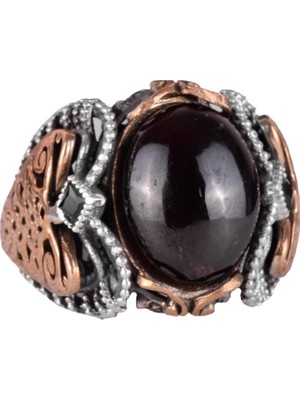 Gerçek Doğal Granat Taşlı Yüzük, 925 Ayar Gümüş Yüzük