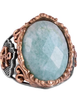 Denizci Çapa Gümüş Yüzük, Doğal Taş Yüzük Erkekler Için, 925 Ayar Gümüş Yüzük, (Amazonit)