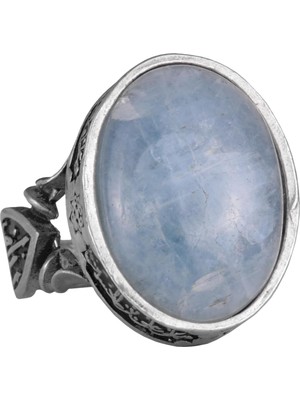 Doğal Akuamarin Taşlı Erkek Yüzük, El Yapımı 925 Ayar Gümüş Takı - Sakinlik, Koruma ve Maneviyat Sembolü