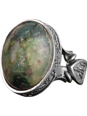 El Yapımı Doğal Arizona Turkuaz Taşlı Yüzük - 925 Ayar Gümüş Yüzük Erkekler Için - Stil-3