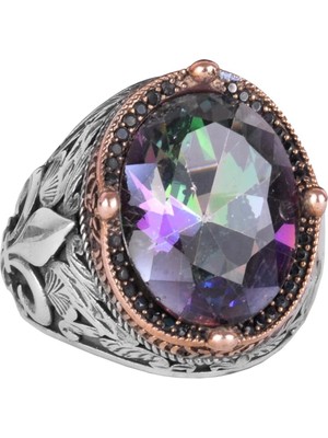 925 Ayar Gümüş Yüzükler Premium Üretilmiş Taşlarla (Mistikal Topaz Üretilmiş Taşı)