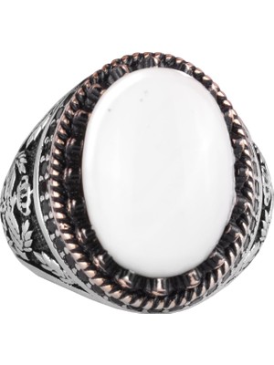 Doğal Sedef Taş Yüzük - El Yapımı Kartal Yüzüğü - 925 Ayar Gümüş Yüzük