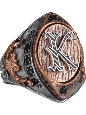 Kişiselleştirilmiş Yüzük, 925 Ayar Gümüş, Erkek Baş Harfi Yüzüğü, Monogram Yüzüğü