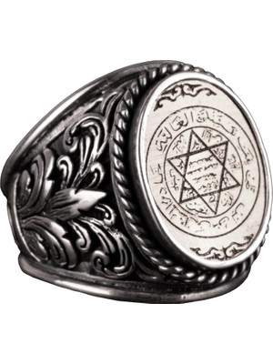 Kral Süleyman Mühürü Gümüş Yüzük, 925 Ayar Gümüş Yüzük Erkekler Için, Davut Yıldızı Gümüş Yüzük