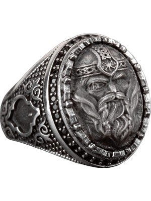 925 Ayar Gümüş Erkek Viking Savaşçı Yüzük - Cesur ve Tarihi Tasarım, Günlük Kullanım ve Özel Günler Için Ideal