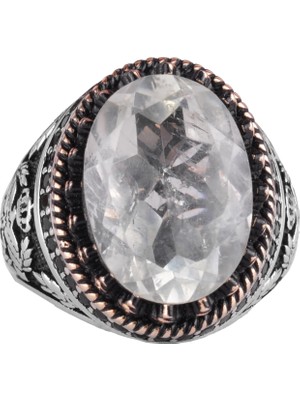 Doğal Taş Yüzük - El Yapımı Kartal Yüzüğü - 925 Ayar Gümüş Yüzük (Yeşil Ametist)