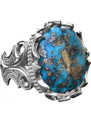 Doğal Arizona Turkuaz Taş Yüzük, El Yapımı Takı, 925 Ayar Gümüş Yüzük