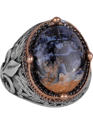 925 Ayar Gümüş El Yapımı Erkek Yüzük - Çeşitli Doğal Taşlarla Mevcut (Pietersite)