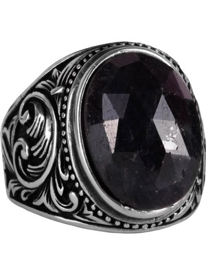 Şık Mavi Safir Taşlı Yüzük - 925 Ayar Katı Gümüş Erkek Yüzüğü - Sadakat ve Bilgelik Tasarımı