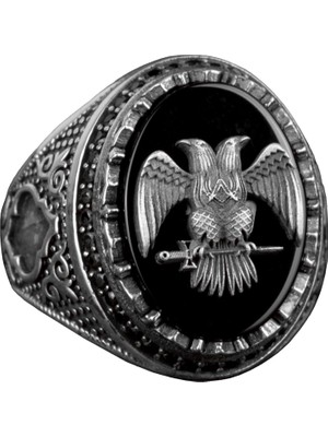 925 Ayar Gümüş Çift Başlı Kartal Simgesi ile Erkek Yüzük - Erkekler Için Sembolik ve Güçlü Takı