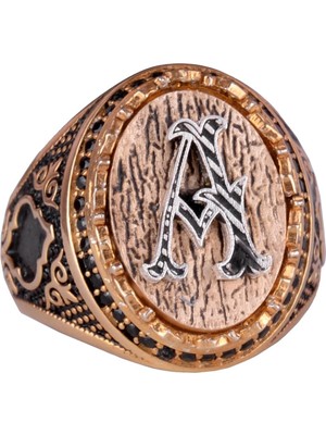 925 Ayar Katı Gümüş Erkek Yüzük - Kişiselleştirilmiş Monogram Harfli Yüzük ile Zirkon Taş - El Yapımı Gümüş Takı Erkekler Için