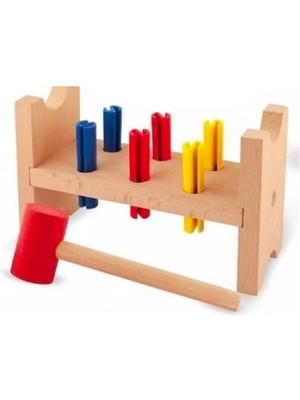 Ahşap Eğitici Oyuncak Çekiç Çakma Takçak Çivi Oyunu