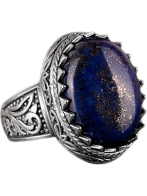 El Yapımı Lapis Lazuli Taş Yüzük - 925 Ayar Sterlin Gümüş Erkek Yüzük - Bilgelik ve Tasarımı