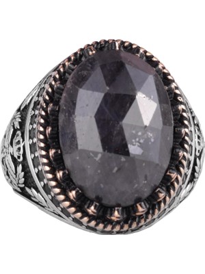 Doğal Taş Yüzük - El Yapımı Kartal Yüzüğü - 925 Ayar Gümüş Yüzük (Mavi Safir)