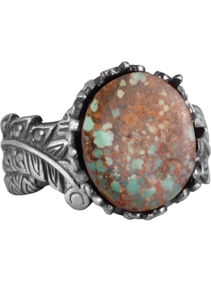 Doğal Arizona Turkuaz Taş Yüzük, 925 Ayar Gümüş Yüzük, Minimalist El Yapımı Yüzük (Stil-4)