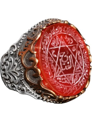 Sterling Gümüş Erkek Yüzük, Doğal Siyah Oniks Taşı, Kral Süleyman Mühürü Yüzüğü, El Yapımı Takı