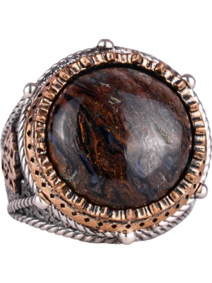 Doğal Taş El Yapımı Yüzük - 925 Ayar Gümüş Yüzük (Petersite)