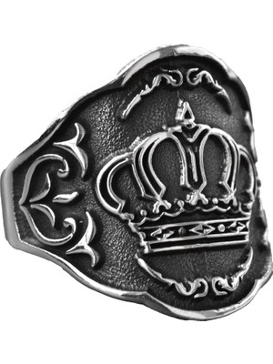 Erkek Ayarlanabilir 925 Ayar Gümüş Taç Yüzük - Kraliyet Yüzüğü