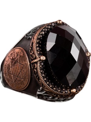 David Yıldızı Yüzük, Yapay Taş Yüzük, 925 Ayar Gümüş Süleyman Yüzüğü (Oniks Yapay Taş)