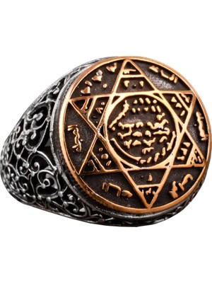 Süleyman Mührü Yüzüğü, Vintage Yüzük, 925 Ayar Gümüş Yüzük Erkekler Için