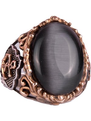 Siyah Kedi Gözlü Oluşturulmuş Taş Yüzük, 925 Ayar Gümüş Yaratılmış Taş Yüzükler - Çeşitli, Denizci Çapa Gümüş Yüzük Koleksiyonu