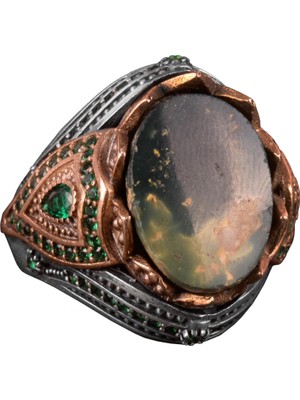 Doğal Arizona Turkuaz Taşlı Yüzük - 925 Ayar Gümüş Erkek Yüzük