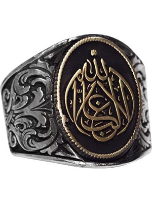 El Yapımı Gümüş Erkek Yüzük | Şık Islami Hat Sanatı | Allah Yazısı Tasarımı